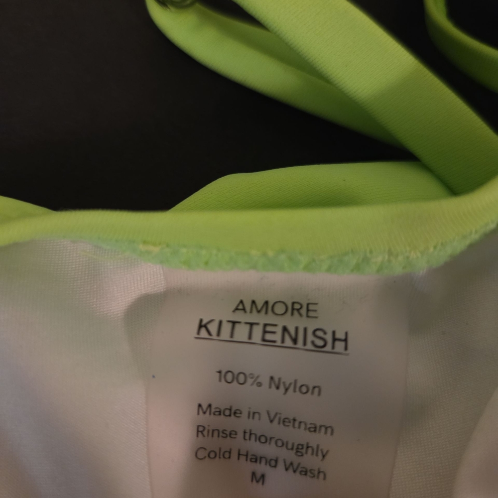Amore Kittenish Lime Green Ladies One Piece Swimsuit Size M - Picture 3 of 3